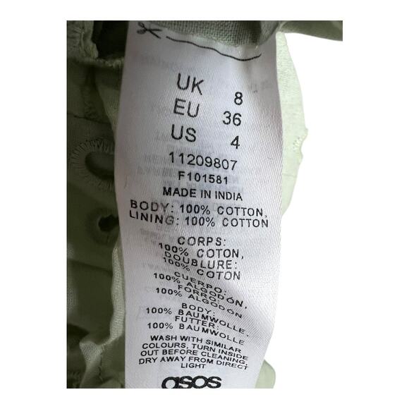 Asos Design Light Green Laser Cut Eyelet Lace Sun Dress 4  Mini Boho Coquette - Picture 9 of 10